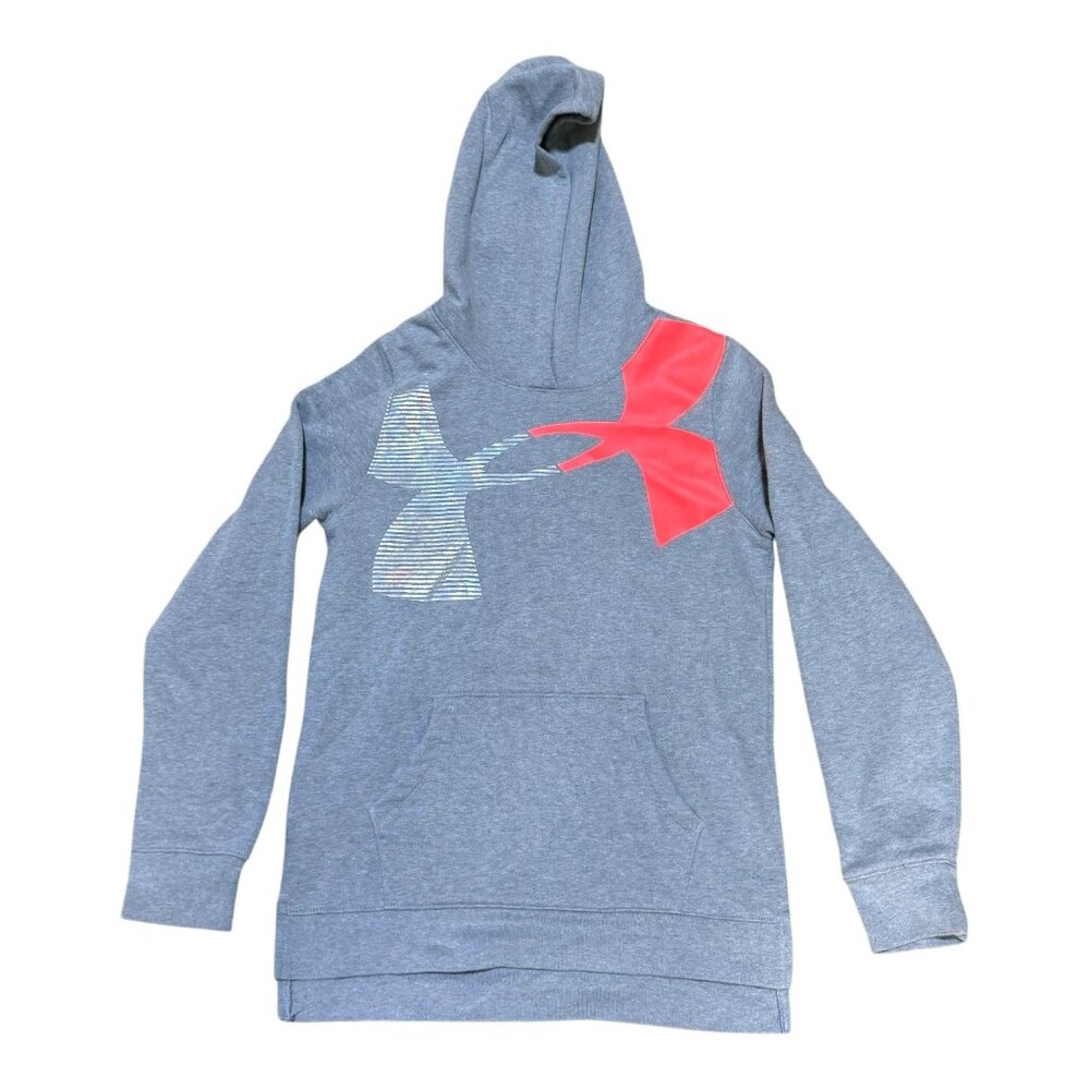 Under Armour Youth Large Loose Fit ColdGear Hoodie Grey With Red & Silver Logo